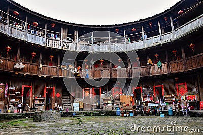 FUJIAN PROVINCE, CHINA â€“ CIRCA MAY 2016: The Fujian tulou, the chinese rural dwelling unique to the Hakka minority in Fujian Editorial Stock Photo